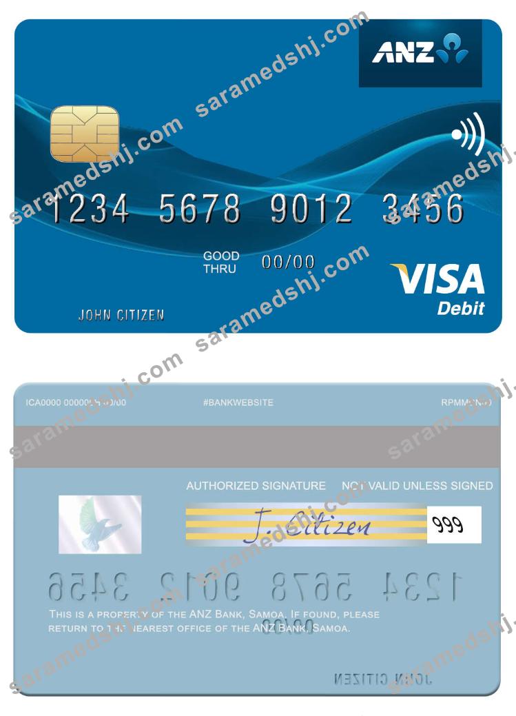 Samoa ANZ Bank visa debit card